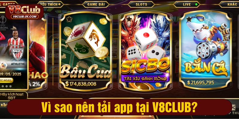 Tải app tại V8CLUB nâng tầm trải nghiệm cá cược
